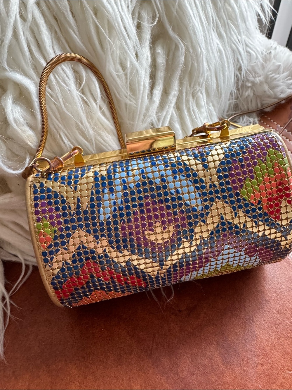 Gold Multicolor Mosaic Clutch
